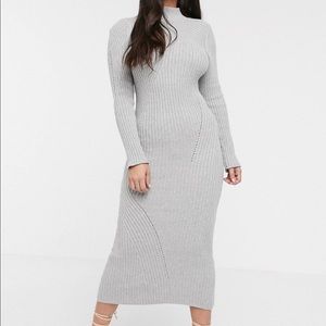 Rib knitted midi maxi dress